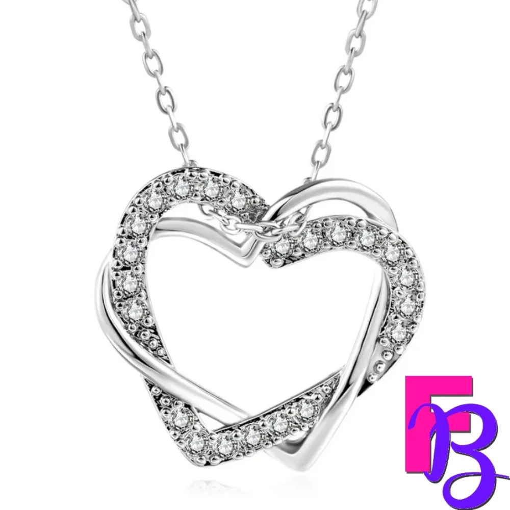 *NEW!* 18K White Gold Heart to Heart CZ Necklace - Picture 4 of 10